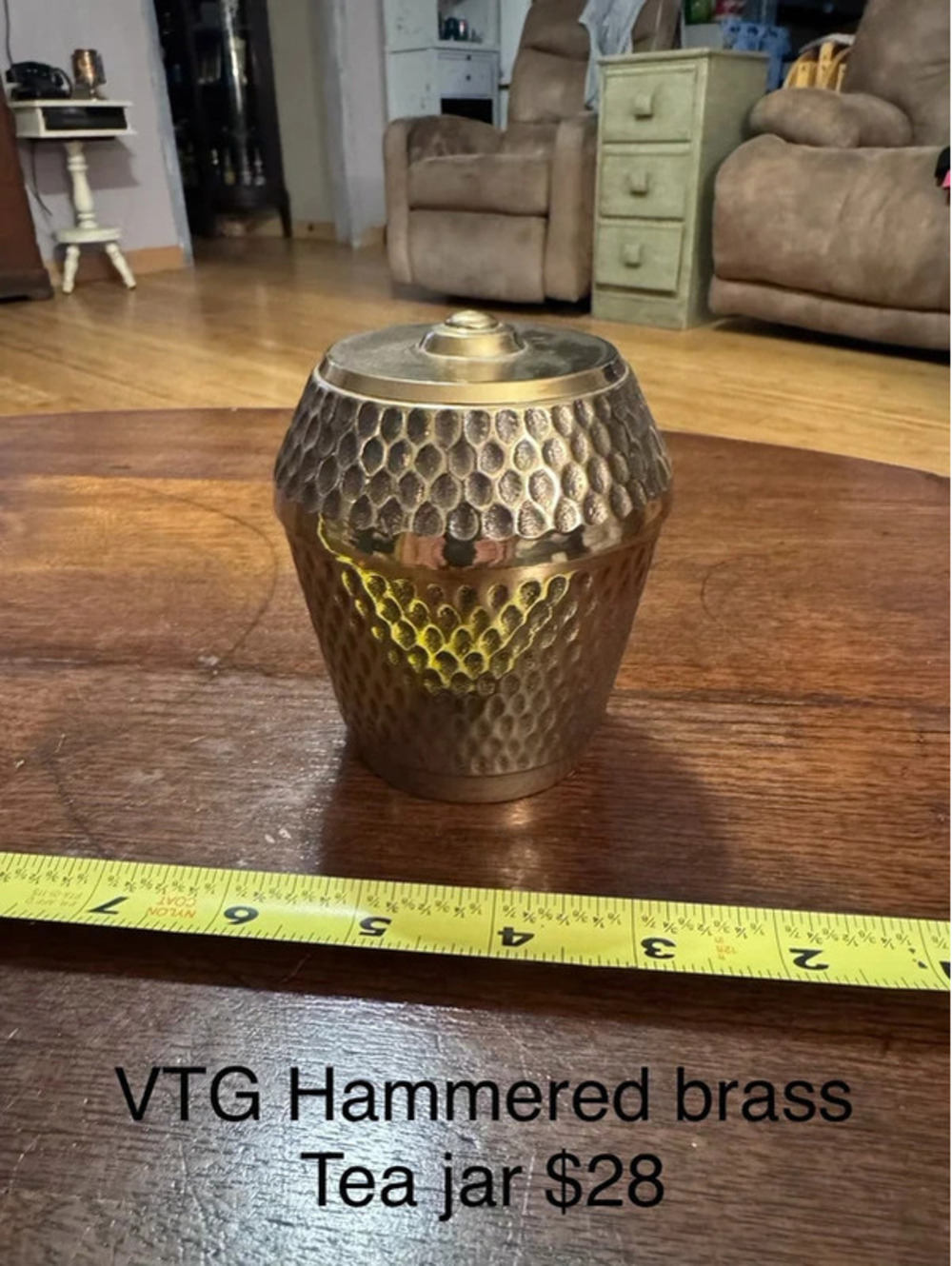 Vintage Hammered Brass Tea Jar